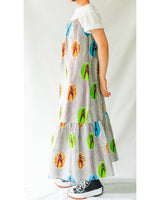 クロスティアードドレス - ツバメ・ホワイト&イエローグリーンブルー -