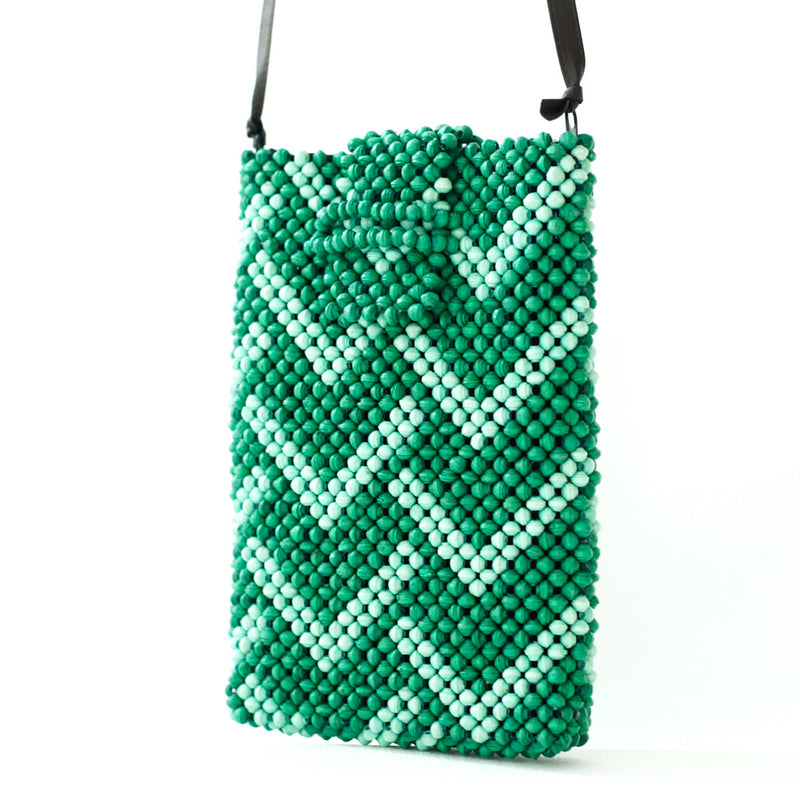 Paper Beads Smartphone Shoulder -Jagged Green & Peppermint-