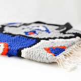 クロシェットストライプバッグ - 幾何学・ブルー&グレー -