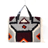 クロシェットストライプバッグ - 幾何学・パープル&グレー -