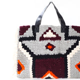 クロシェットストライプバッグ - 幾何学・パープル&グレー -