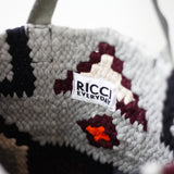 クロシェットストライプバッグ - 幾何学・パープル&グレー -