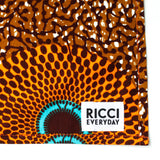 カフェカーテン - ビッグアイ・オレンジ&ブラウン -