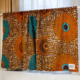 カフェカーテン - ビッグアイ・オレンジ&ブラウン -