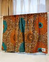 カフェカーテン - ビッグアイ・オレンジ&ブラウン -