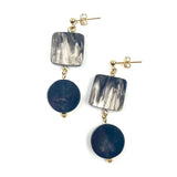 Marushikaku Short Earrings -Square Black & White-