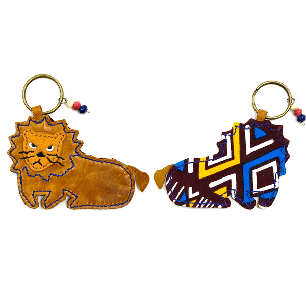 Lion key chain -blue & yellow-
