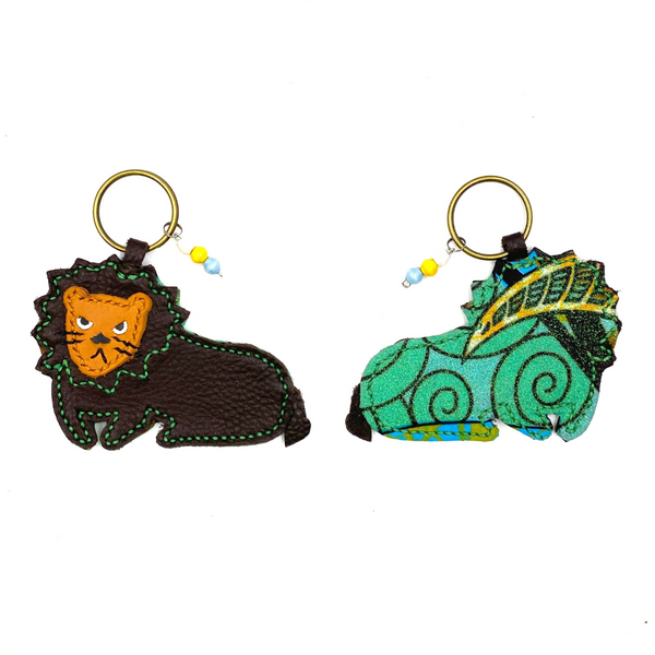 Lion key chain -black & brown-