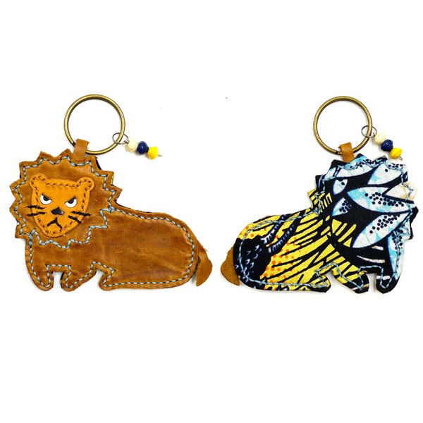 Lion key chain -light blue & yellow-