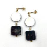 Marushikaku Short Earrings -Circle Black & White-