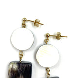 Marushikaku Short Earrings -Circle Black & White-
