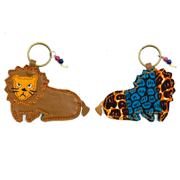 Lion key chain -orange & blue-