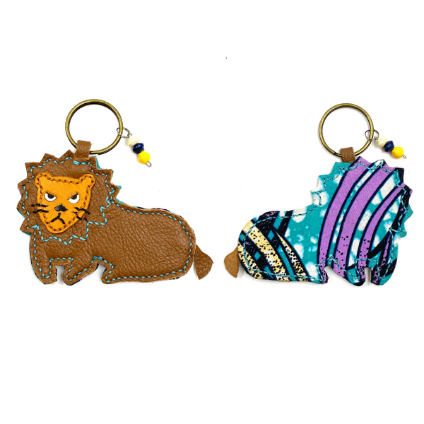 Lion key chain -light blue & purple-
