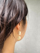 Marushikaku Short Earrings -Square White & Yellow-