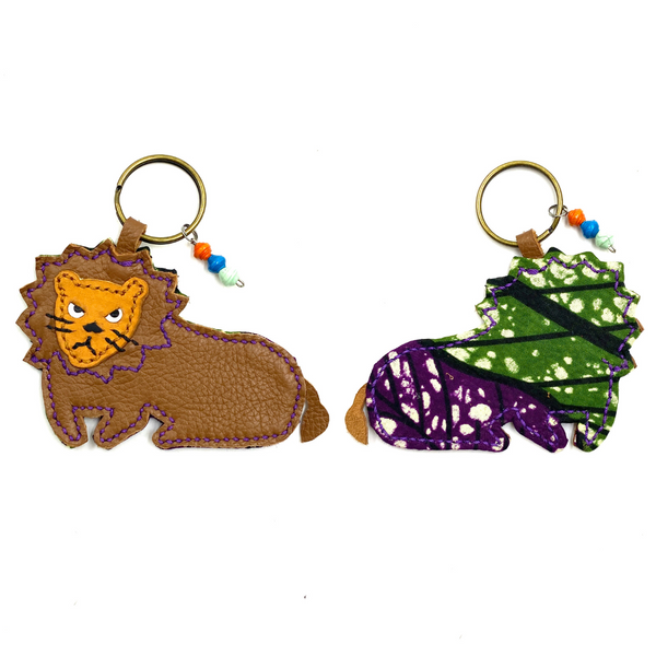 Lion key chain -purple & green-