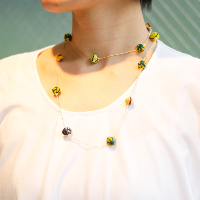 Star necklace -yellow & blue-