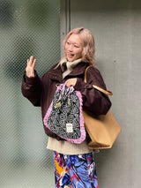 【saruche】ショッパーバッグM - トライバル・ブラック -