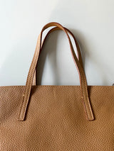 Leather Book Tote S -Camel-