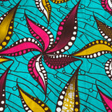 African print fabric -Tropical paradise blue-