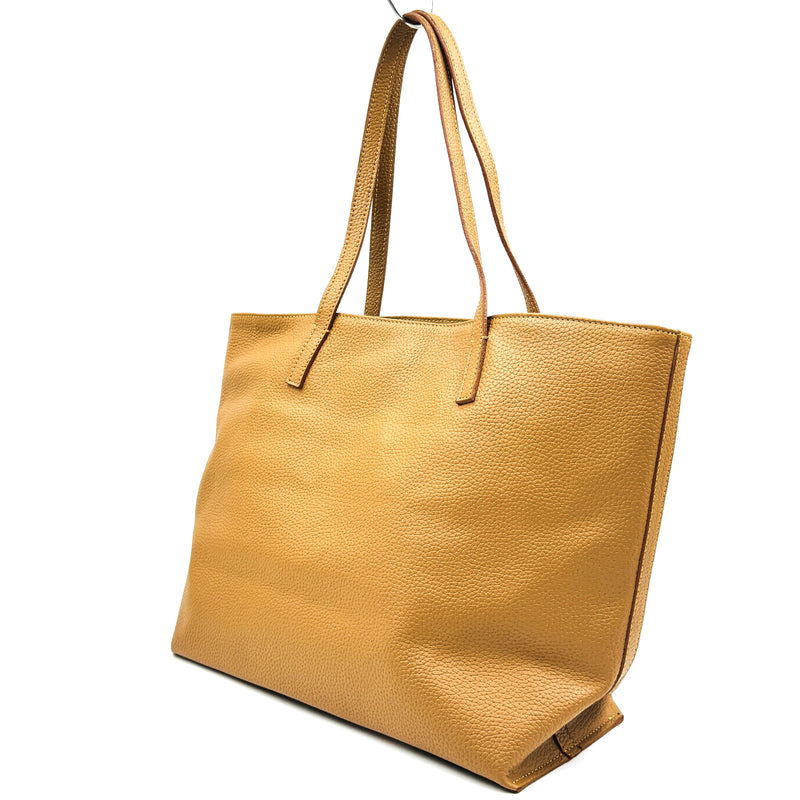 Leather Book Tote L -Camel-