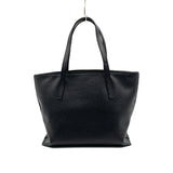 Leather Book Tote S -Black-