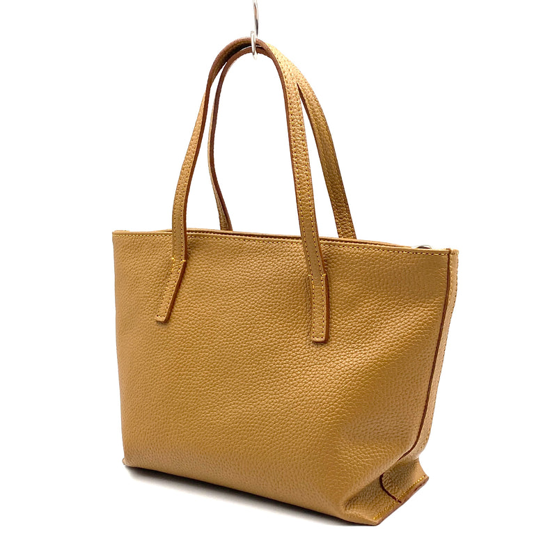 Leather Book Tote S -Camel-