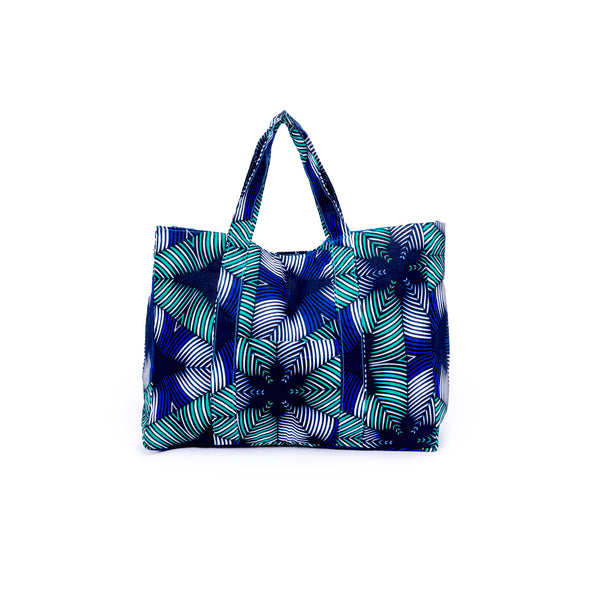 Zakuzaku Tote -Cale mirror / navy-