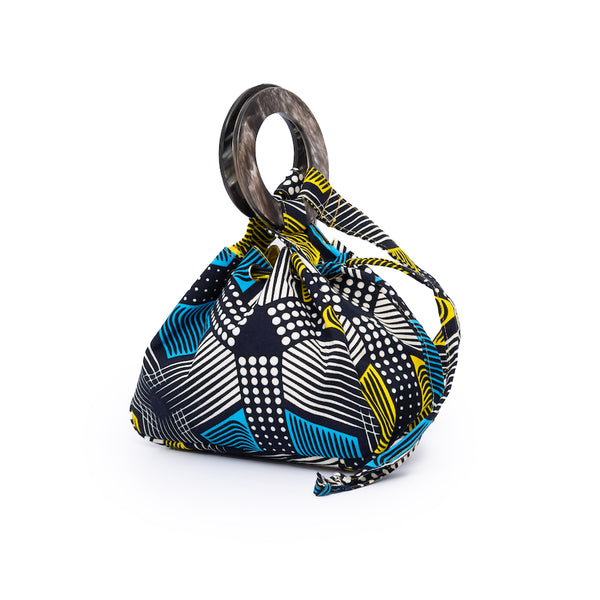 プリント・バルーンバッグ - ネオングリッド -