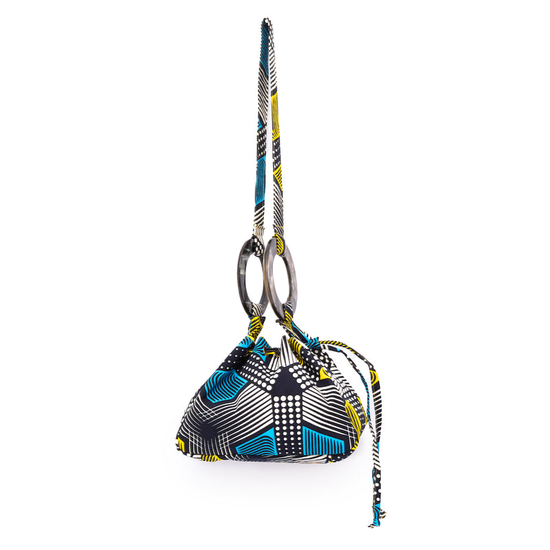 プリント・バルーンバッグ - ネオングリッド -