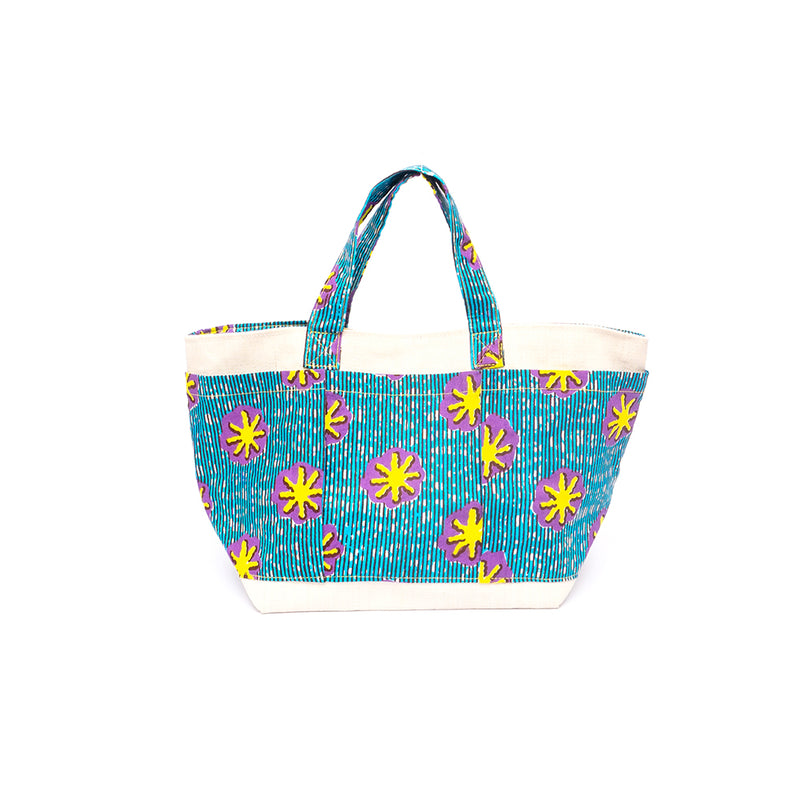 Lunch Tote -Flower Stamp Blue-