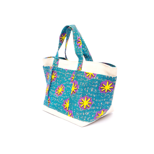 Lunch Tote -Flower Stamp Blue-