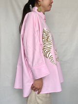 オーバーサイズシャツ - ピンクシャツxゼブラ -