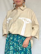 オーバーサイズシャツ - ベージュシャツxホワイトバオバブ -