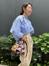 オーバーサイズシャツ - ブルーシャツ×ホワイトパームツリー -