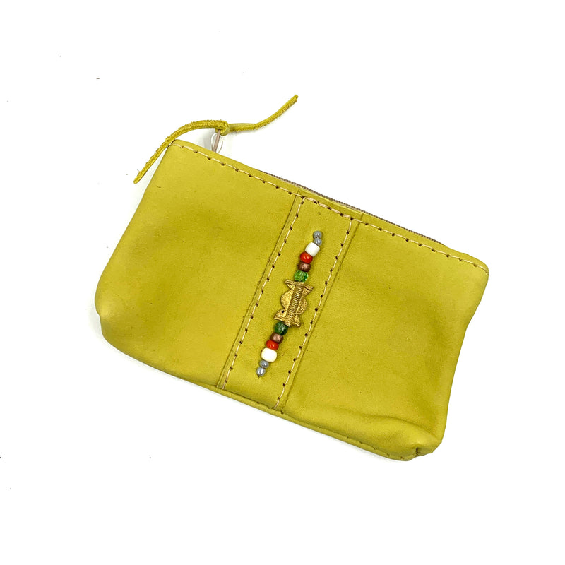 [Zambia] Leather bead pouch