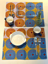 [Interior collection] Luncheon mat (2 sets) --E -Yellow White & White Blue-