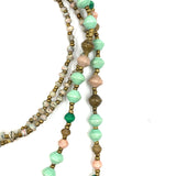 Paper Beads Beatrice Necklace -Mint Green & Salmon Pink-