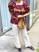 Gather blouse -Ladder Pink-