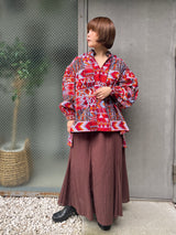 リラックス・ロングシャツ - 幾何学・暮れ色のモザイク -