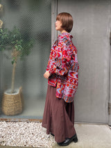 リラックス・ロングシャツ - 幾何学・暮れ色のモザイク -