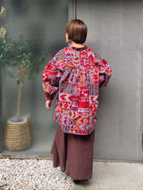 リラックス・ロングシャツ - 幾何学・暮れ色のモザイク -