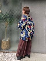リラックス・ロングシャツ - 青にほどける花 -