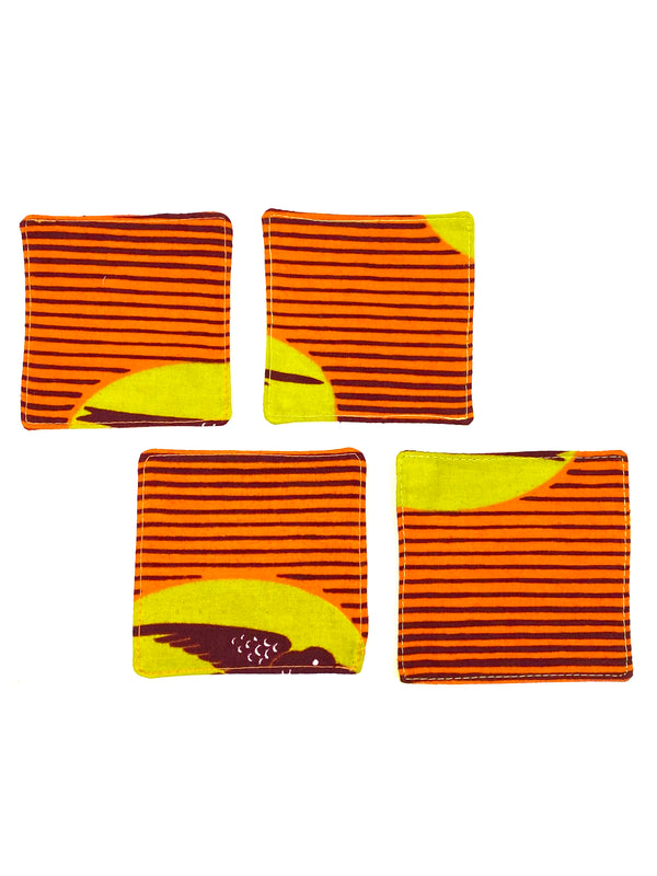 Coaster (set of 4) -Swallow / Orange & yellow-
