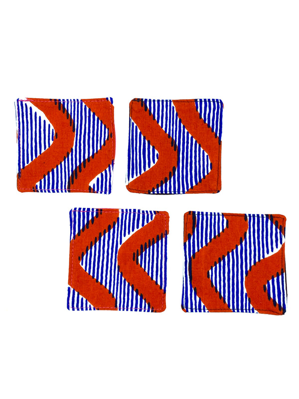Coaster (set of 4) -Wave Blue & Red-
