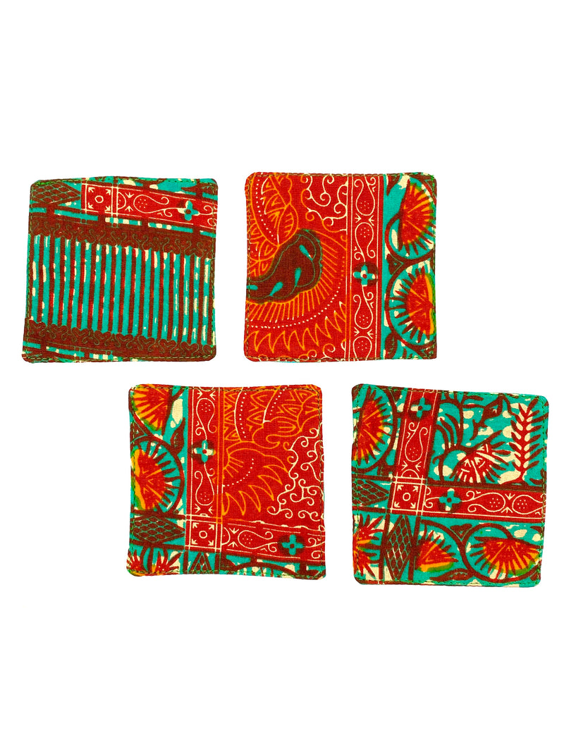 Coaster (set of 4) -Oasis sunset / red-