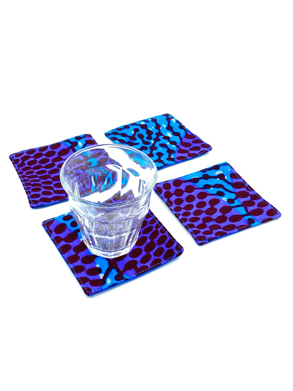 Coaster (set of 4) -Big Eye Purple & Blue-
