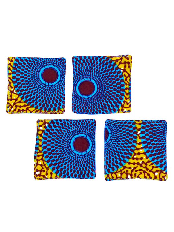 Coaster (set of 4) -Big Eye Turquoise & Yellow-