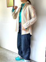 キコイ・シンプルシャツ- ベージュストライプ -