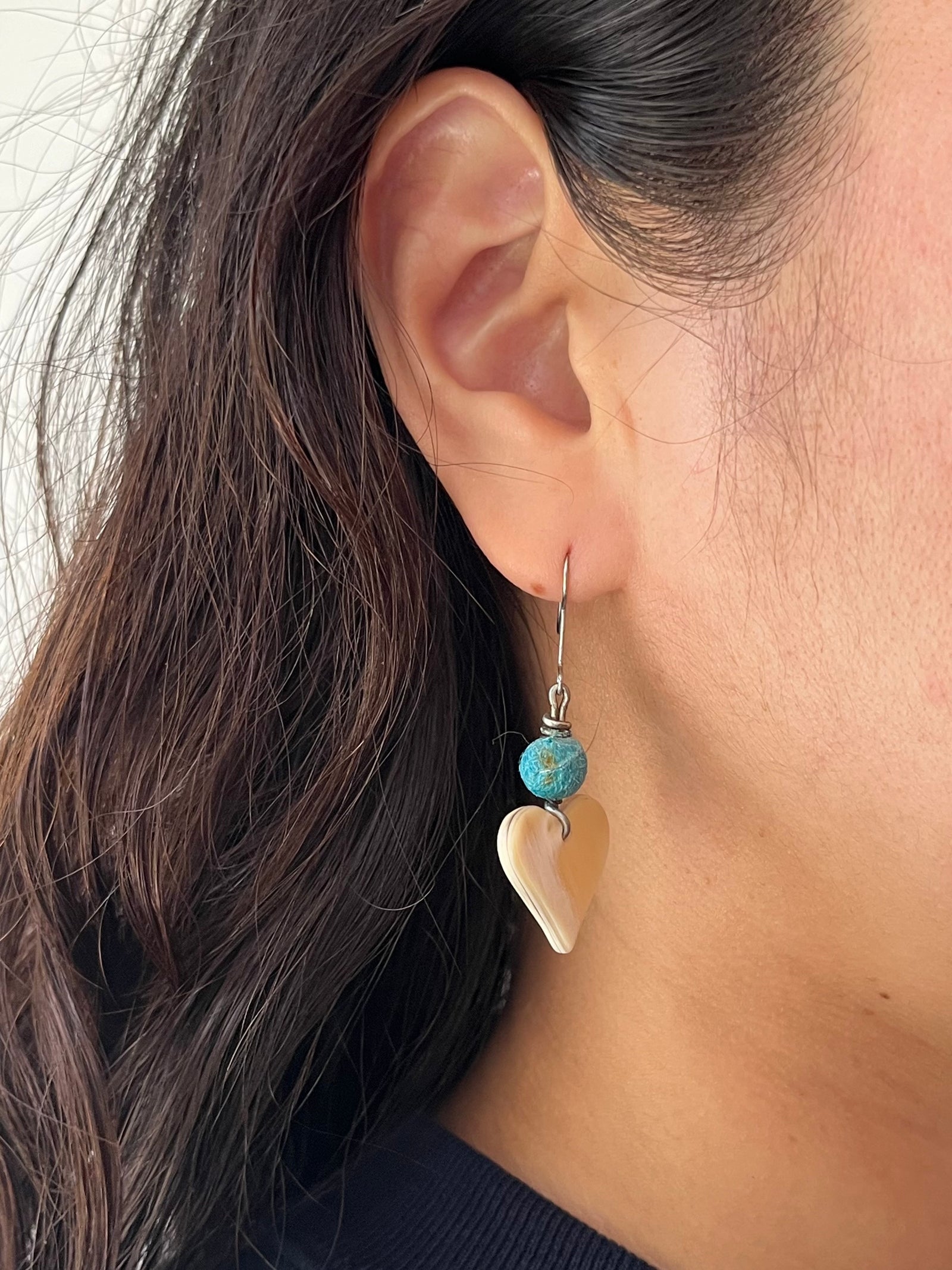 18金 ピアス トルコ石 ターコイズ ハート 4mm ゴールド