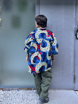 リラックス・ロングシャツ - 青にほどける花 -
